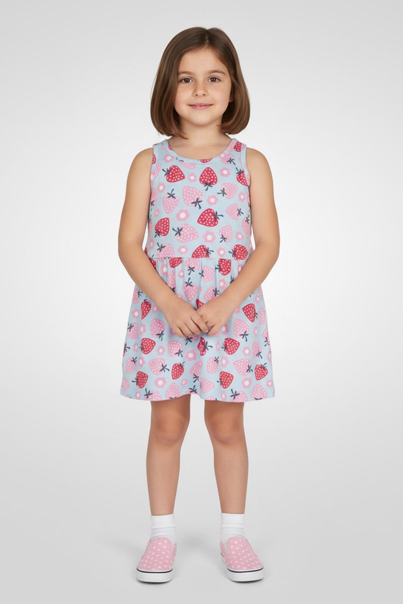 guppy Kids Girl Allover Print Sleeveless Dress, Multicolor - Image 1